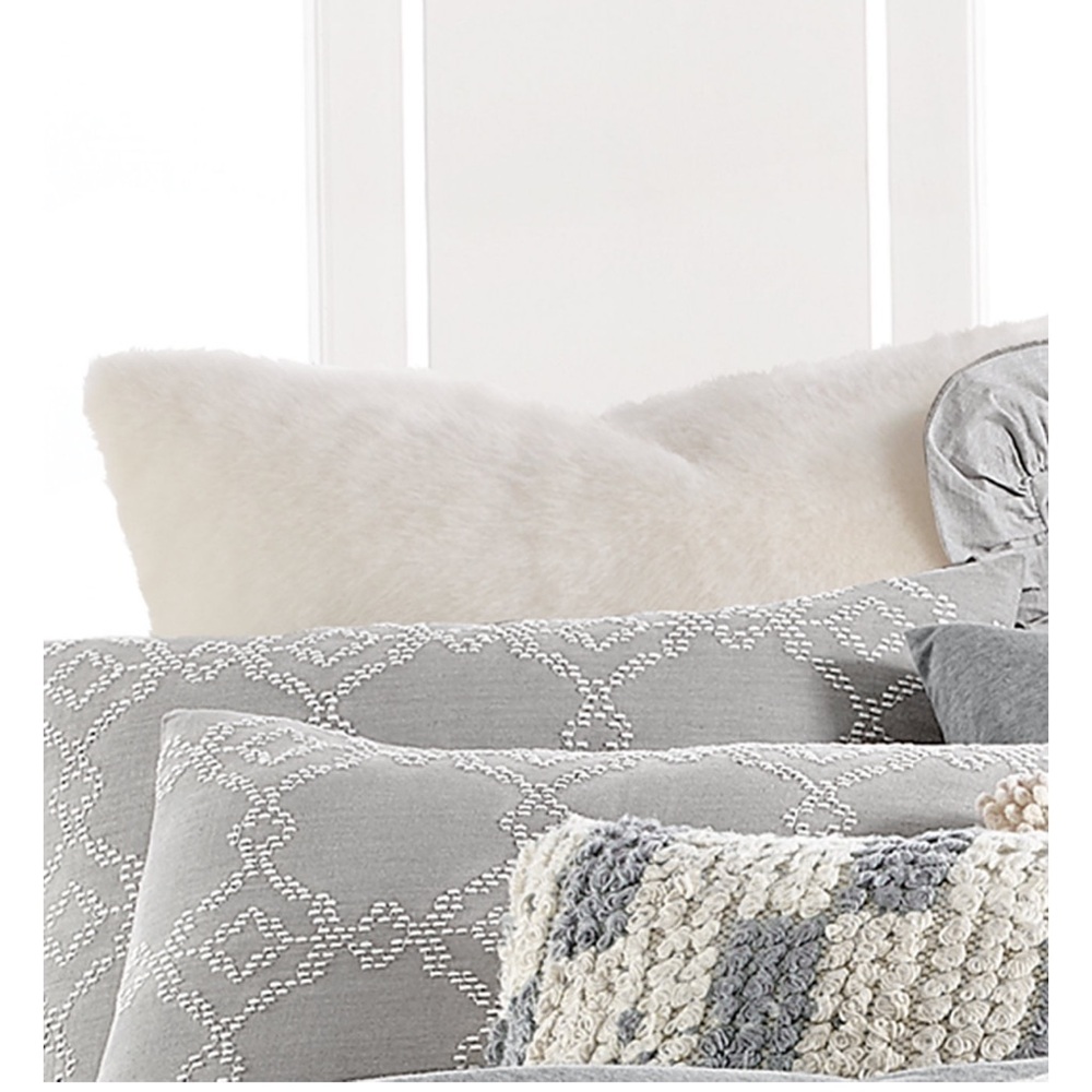 NWT Lucky Brand Faux Fur Ivory European Sham